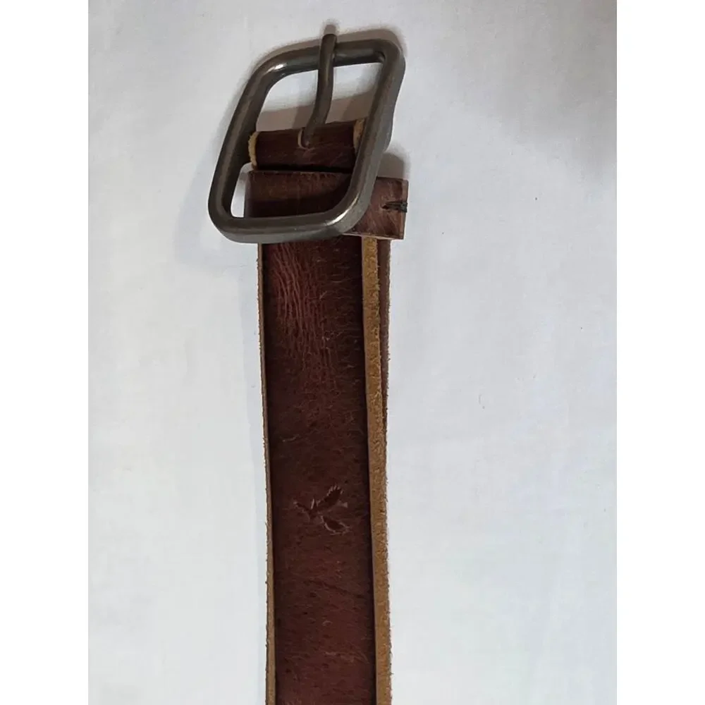 American Eagle Brown Genuine Leather Belt Eagle Logo Distressed 37.75